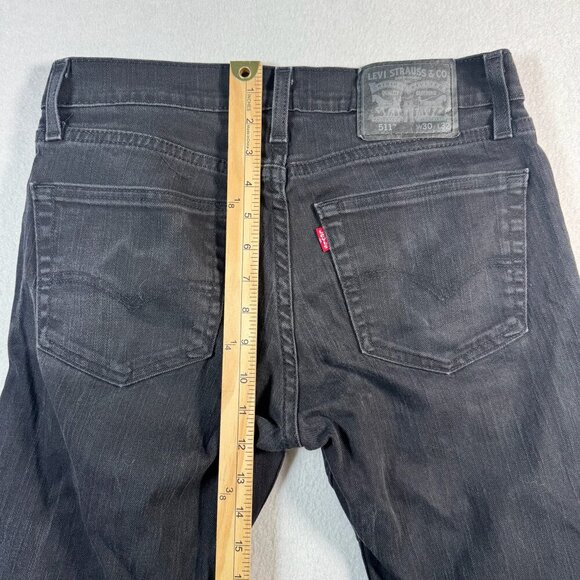 Levis Jeans Mens 30 Black 511 Slim Straight Mid Rise Stretch - Picture 9 of 12